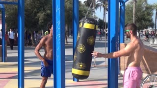 Barcelona Spain Beach Gym Activities 2014