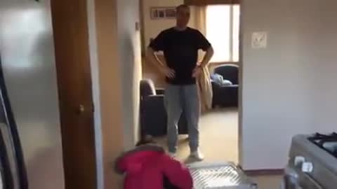 Father 'baby gate' prank's his son