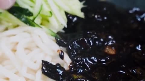 Korean fried noodles crispy pickled radish