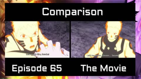 Naruto and Sasuke VS Momoshiki Comparison Side by Side: Boruto Anime (Episode 65 VS The Movie)
