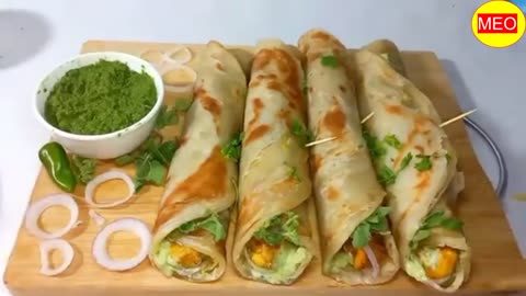 Chicken Tikka Paratha Roll Recipe With 3 Chutney's - Homemade Rolls - Quick and Easy Paratha Rolls -