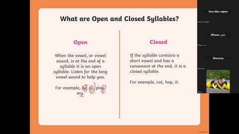 open and closed syllables