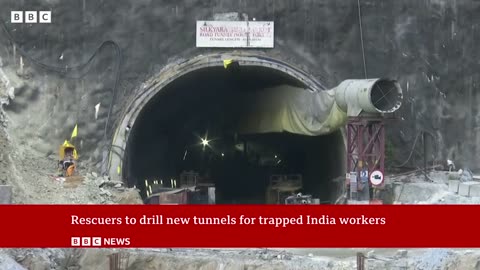 Rescuers resume India tunnel drilling torescue trapped workers - BBC News