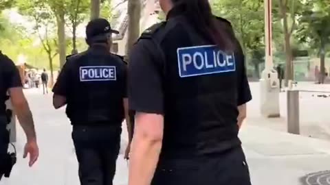 Qatari security forces patrol the streets of PARIS.