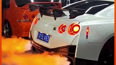 Unleashing Flames with the Nissan GTR 🔥💀
