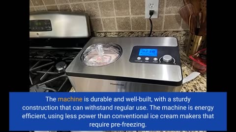 Homtone Ice Cream Maker, No pre-Freezing Automatic Ice Cream Machine 2 Quart with Built-in Comp...