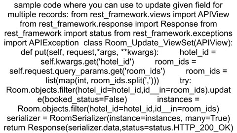 Django Rest Framework bulk updates inserting instead of updating