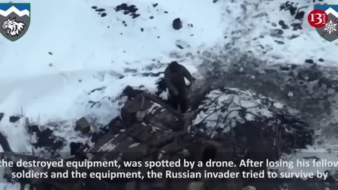 "Russian soldier preparing for hand-to-hand combat"–Drone chases Russian seeking to survive in cold