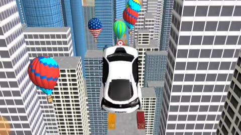 Racing car jump over the building