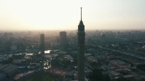 Cairo tower drone shot