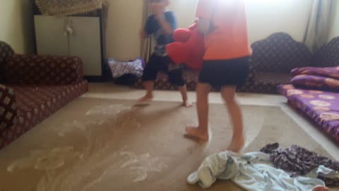 The two beautiful children dance to an Egyptian song
