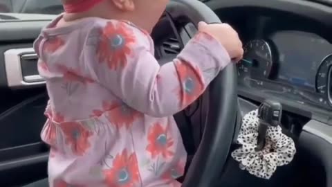 cute baby drive a car ❤