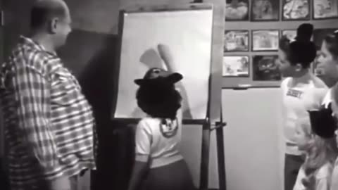 Donald Duck & the Mouseketeers in 1956 get a drawing lesson from artist Roy Williams