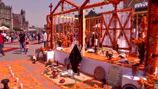 Day of Dead altars line Mexico City's Zocalo