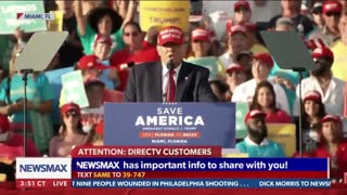 President Donald Trump gives Roger Stone shoutout from stage at Miami rally