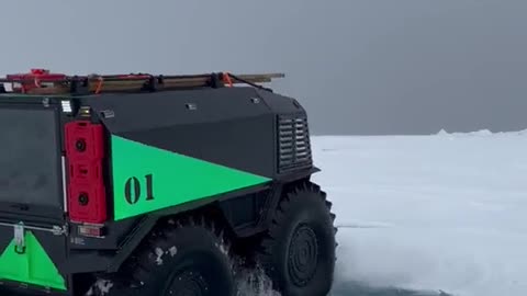 Driving anti-skid tires in snow, snowmobile display