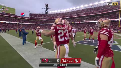 Tom Brady throws awful INT after hurting hand & Christian McCaffrey puts 49ers up 35-0