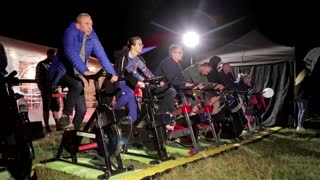 Warsaw moviegoers pedal to power outdoor cinema