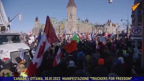 OTTAWA, CANADA. 30.01.2022 RIVOLTA POPOLARE "TRUCKERS FOR FREEDOM"