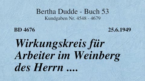 BD 4676 - WIRKUNGSKREIS FÜR ARBEITER IM WEINBERG DES HERRN ....