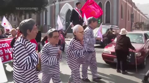 Demonstrators march in Peru to demand resignation of President Dina Boluarte