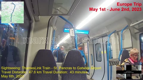 May 6th, 2023 34a Thanmes Link train from St. Pancras Station to Gatwick Train Station, England