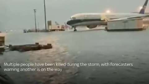 China_ Beijing airport floods after Typhoon Doksuri hits capital
