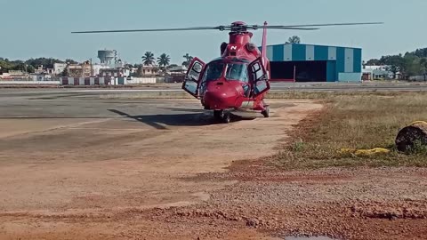 Dauphin helicopter taxi in at Jagdalpur airport