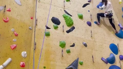 Two climbing lines during rock climbing