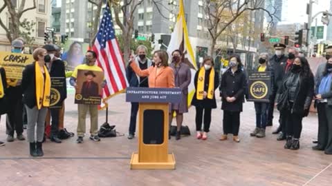 Man Shouts 'Let's Go Brandon! USA! at Nancy Pelosi