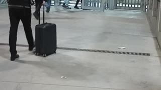 Pedestrian turnstile entrance to Mexico from US San Ysidro Trolley Station San Diego