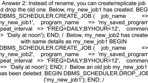 How to rename scheduler job Oracle