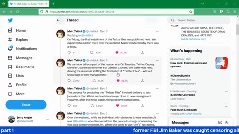 former FBI Jim Baker was caught censoring all of us at twitter, discussion about that part 1