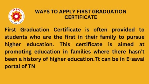 First Graduation Certificate application need documents