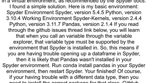 Error quotSpyder was unable to retrieve the value of this variablequot after updating pandas to 140