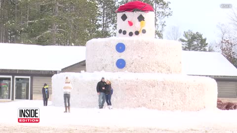 40-Foot-Tall Snowman Greets Winter Visitors to Town
