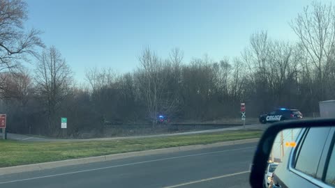 Police Chase Pickup Truck and Trailer Onto Train Tracks