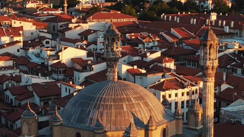 Drone view of the aziziye Mosque in konya turkiye