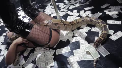 Stripper Dances With Big Snake