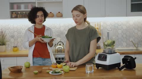 Two Women Preparing Healthy Meals