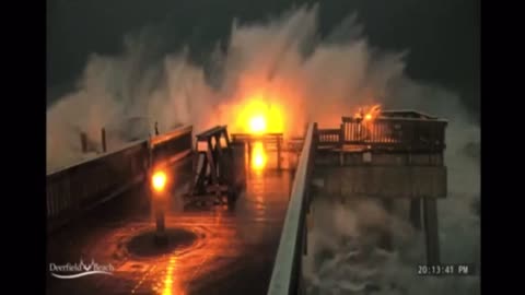 Video shows waves slamming Deerfield Beach pier