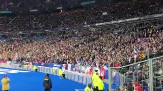 Chants of "Macron resign" ringing around the Stade De France at 49mins 3 secs last night.