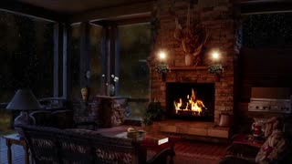 Relaxing Rain and Fire Place