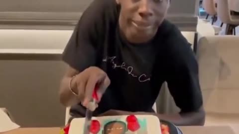 Khaby Lame reaction on cutting cake