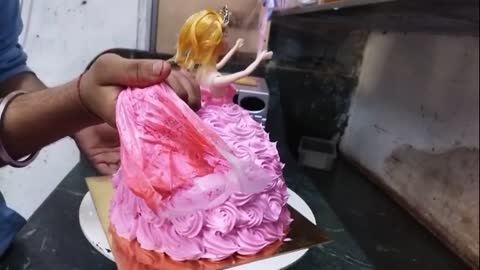 Barbie Doll Cake _ Pink Colour Cake _ Barbie Doll Thame Cake _ Step By Step