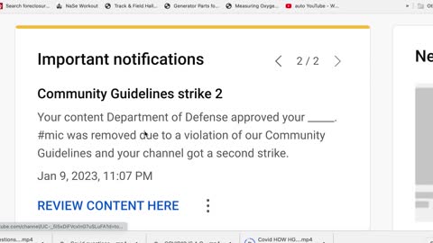 YOUTUBE BLOCKS POSTING UNTIL FEB 6 2023 MILITARY INDUSTRIAL COMPLEX AND GOOGLE ARE WORKING TOGETHER