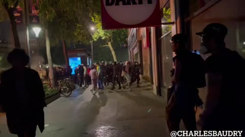 Marauding Antifa rioters are going around the Paris city center, attacking