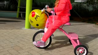 Little girl Diana have fun playing on the Outdoor playground, Kids video