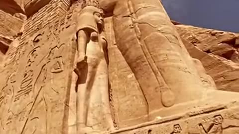 Abu Simbel Temple entrance, located in southern Egypt, built in the 13th century BC