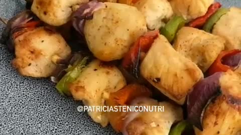 Chicken skewer with peppers and onions